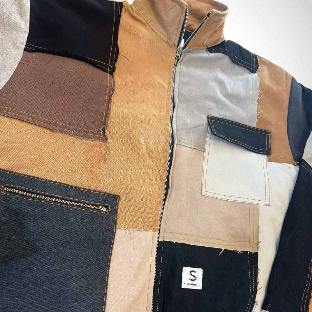 Reworked Patchwork South Street Retro Jacket – Upcycled Vintage 90s Streetwear
