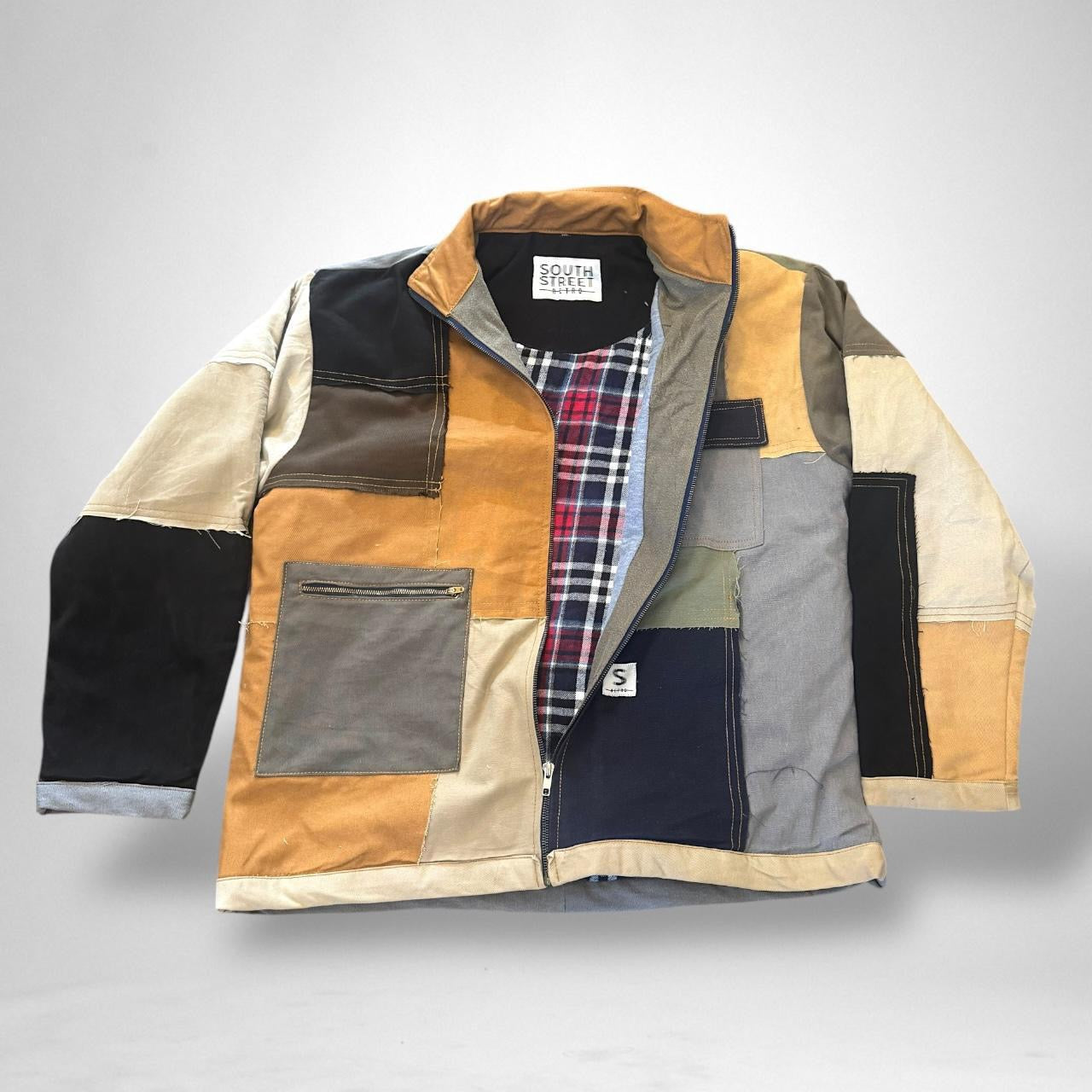 Vintage Reworked Patchwork Jacket – South Street Retro Style | Upcycled 90s Streetwear Fashion
