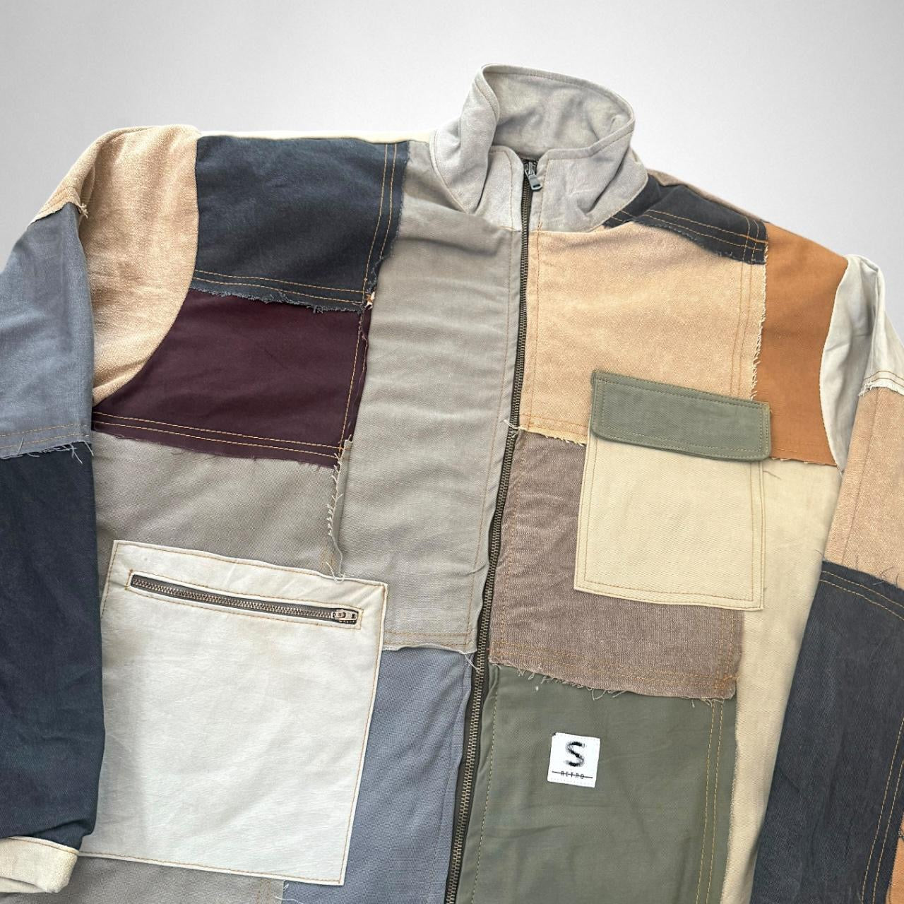 Upcycled Patchwork South Street Retro Jacket – Vintage 90s Reworked Streetwear Piece