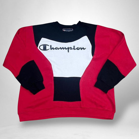 Reworked Champion Jumper – Red, Black & White - South Street Retro Ltd