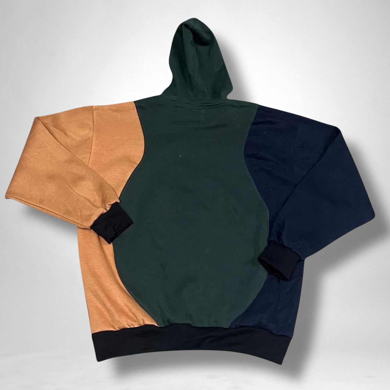 Reworked Nike Hoodie - Navy, Khaki & Brown | Vintage Patchwork Streetwear Pullover