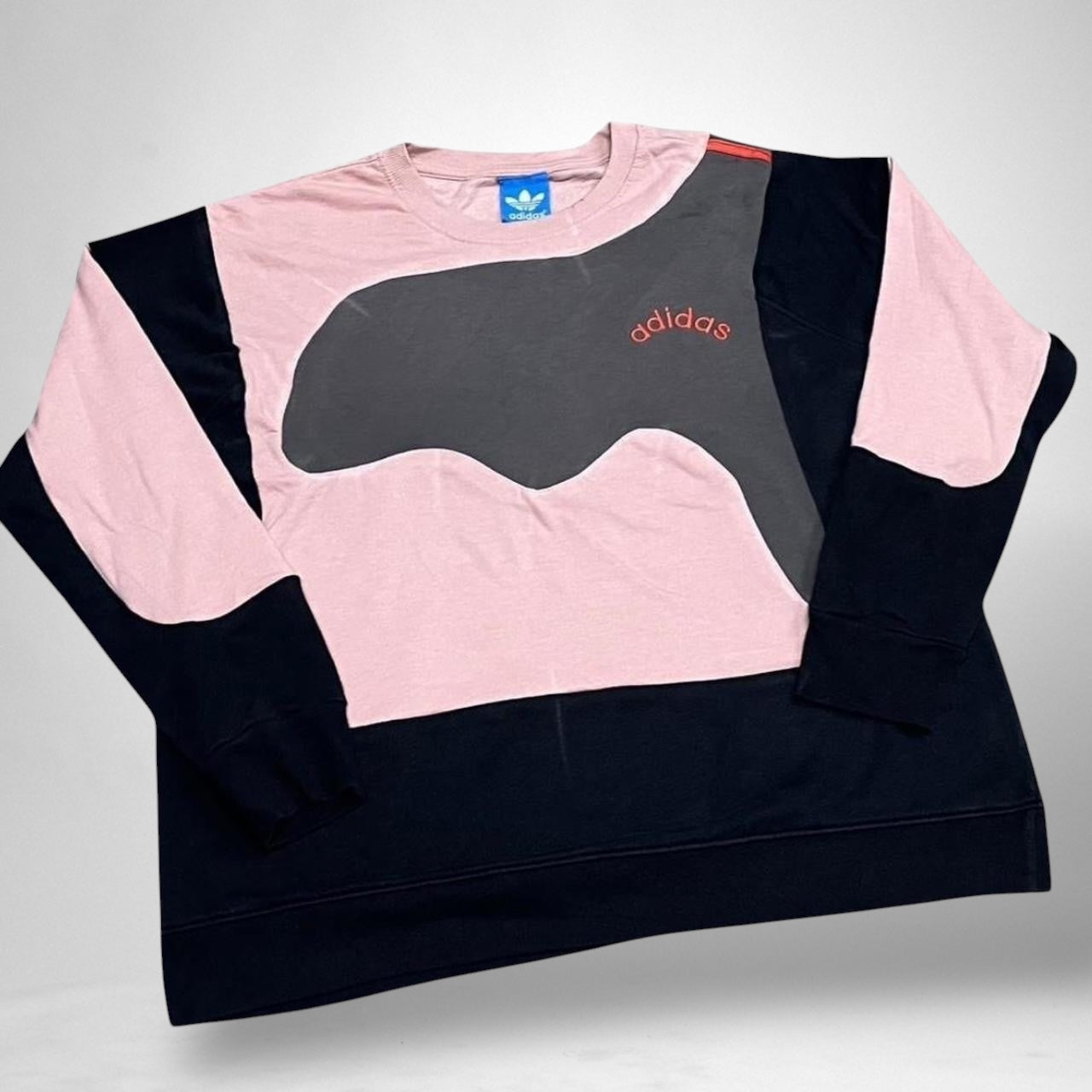 Reworked Adidas Jumper – Pink, Black & Grey - South Street Retro Ltd