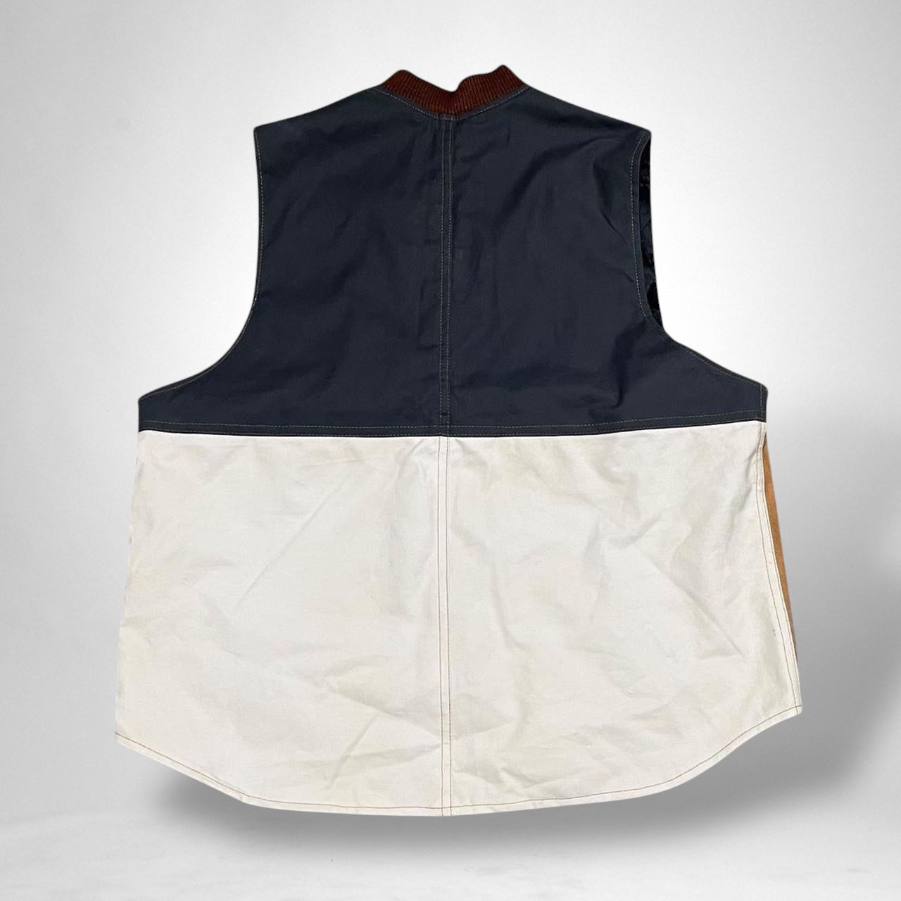 Reworked Carhartt Vest Jacket – Vintage Brown & Grey Patchwork Utility Streetwear - South Street Retro Ltd