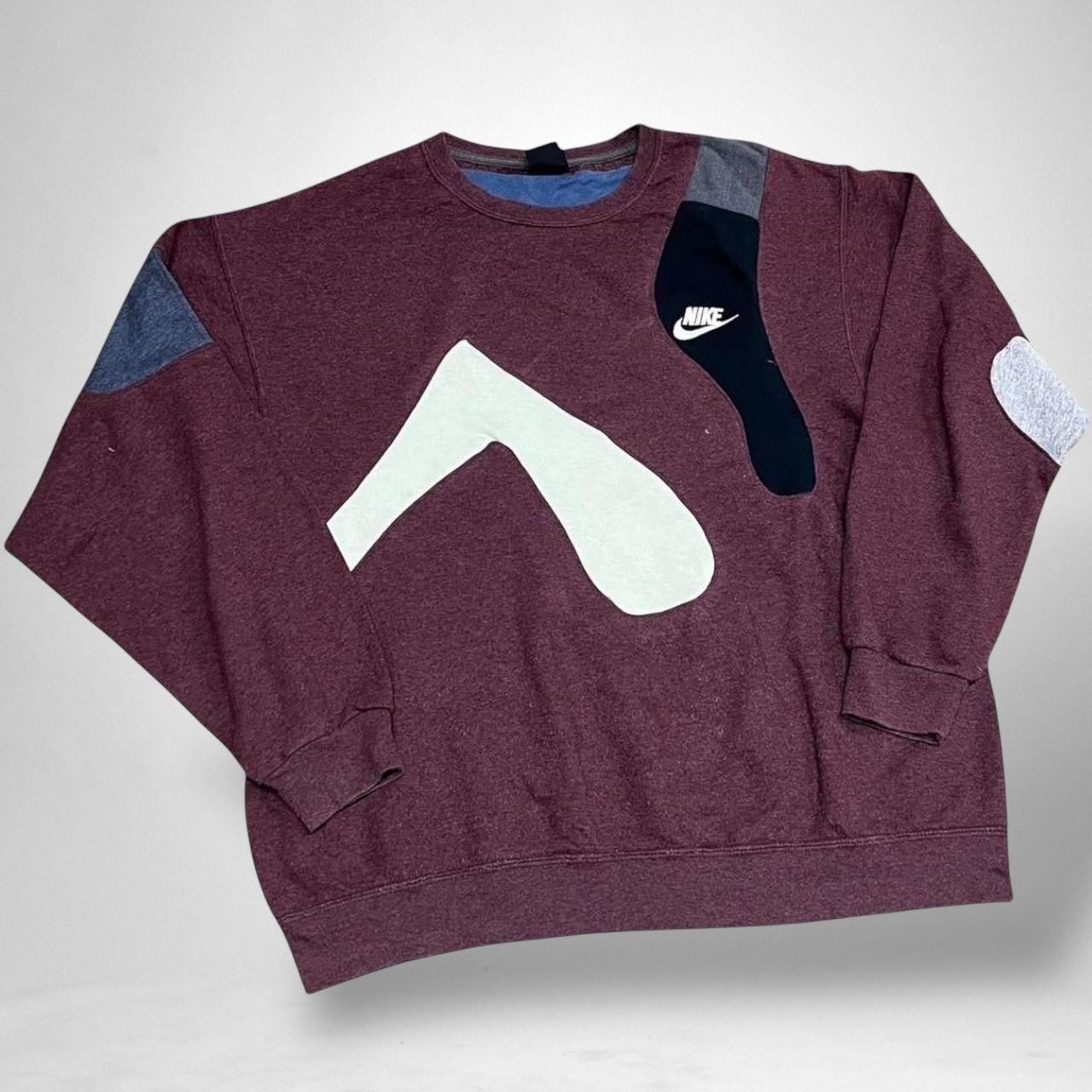 Reworked Nike Jumper – Burgundy, Black & White - South Street Retro Ltd