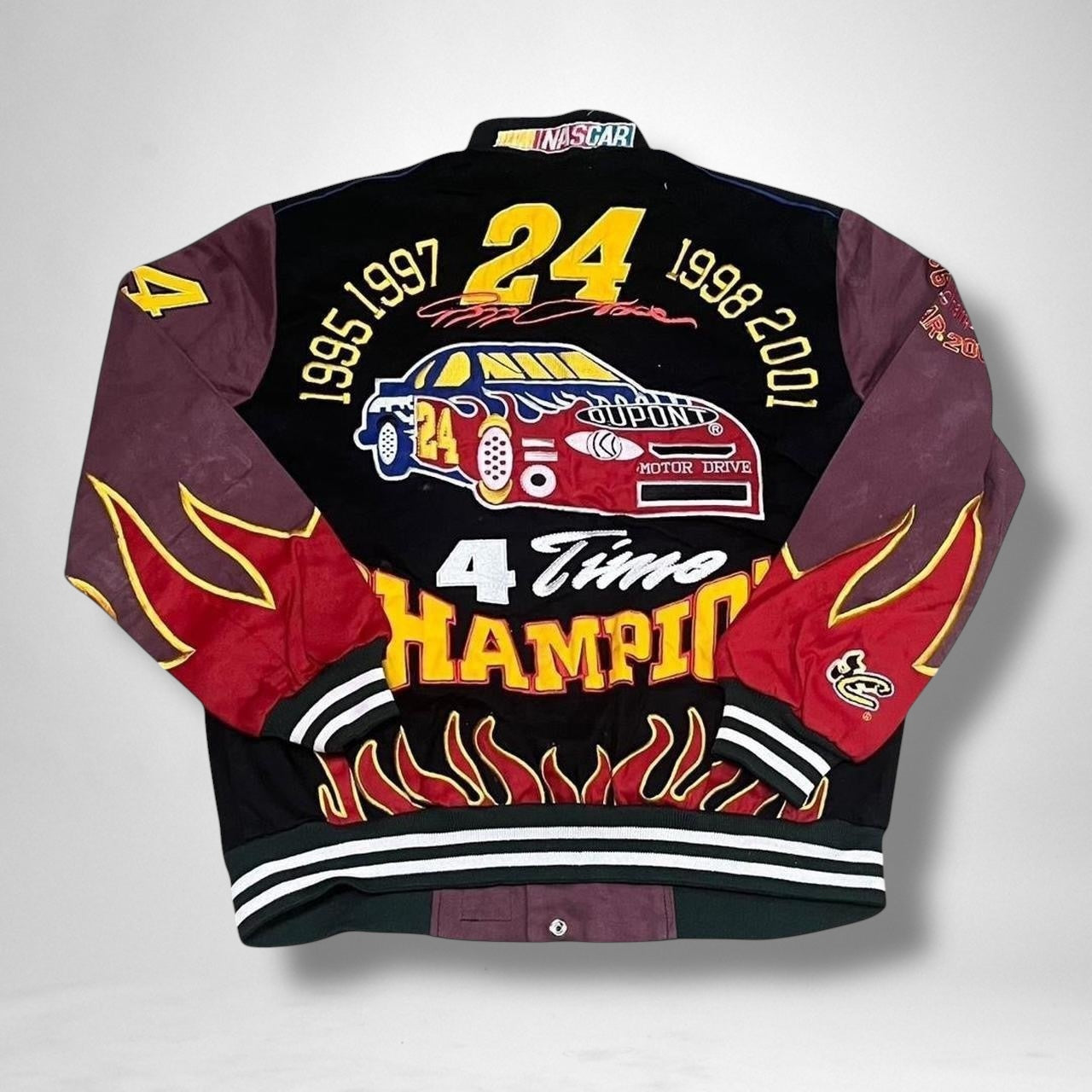 Vintage Deadstock Black & Purple Racing Jacket – Retro Moto Style, Unworn 90s Streetwear Gem