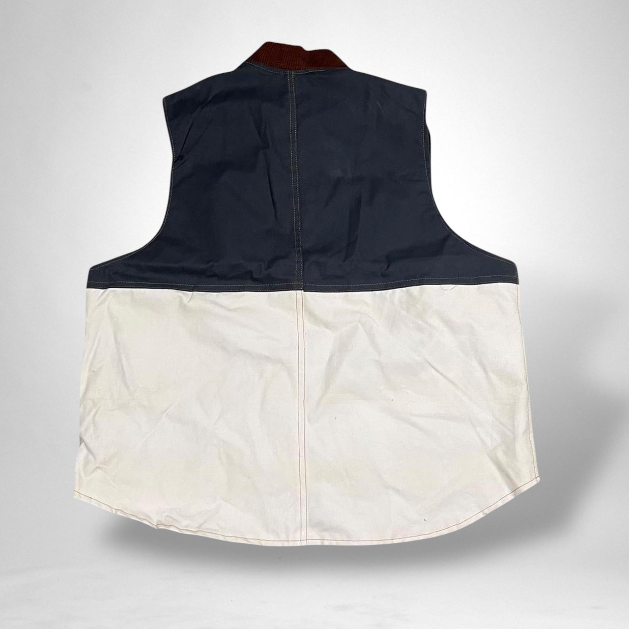 Reworked Carhartt Vest Jacket – Vintage Brown & Grey Patchwork Utility Streetwear - South Street Retro Ltd