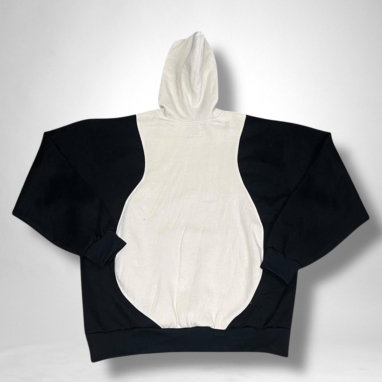 Reworked Nike Hoodie Beige & Black Streetwear Vintage Style Unisex