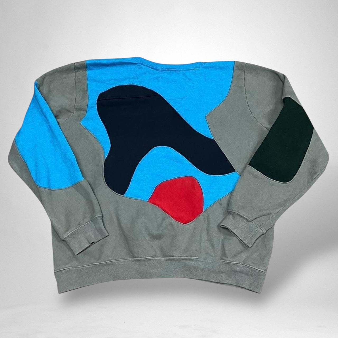 Reworked Adidas Jumper – Grey, Black & Blue - South Street Retro Ltd