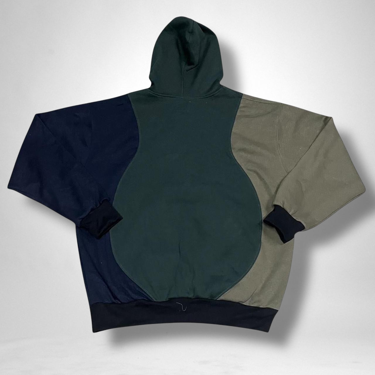 Reworked Nike Hoodie Khaki & Navy Upcycled Streetwear Vintage Style Unisex