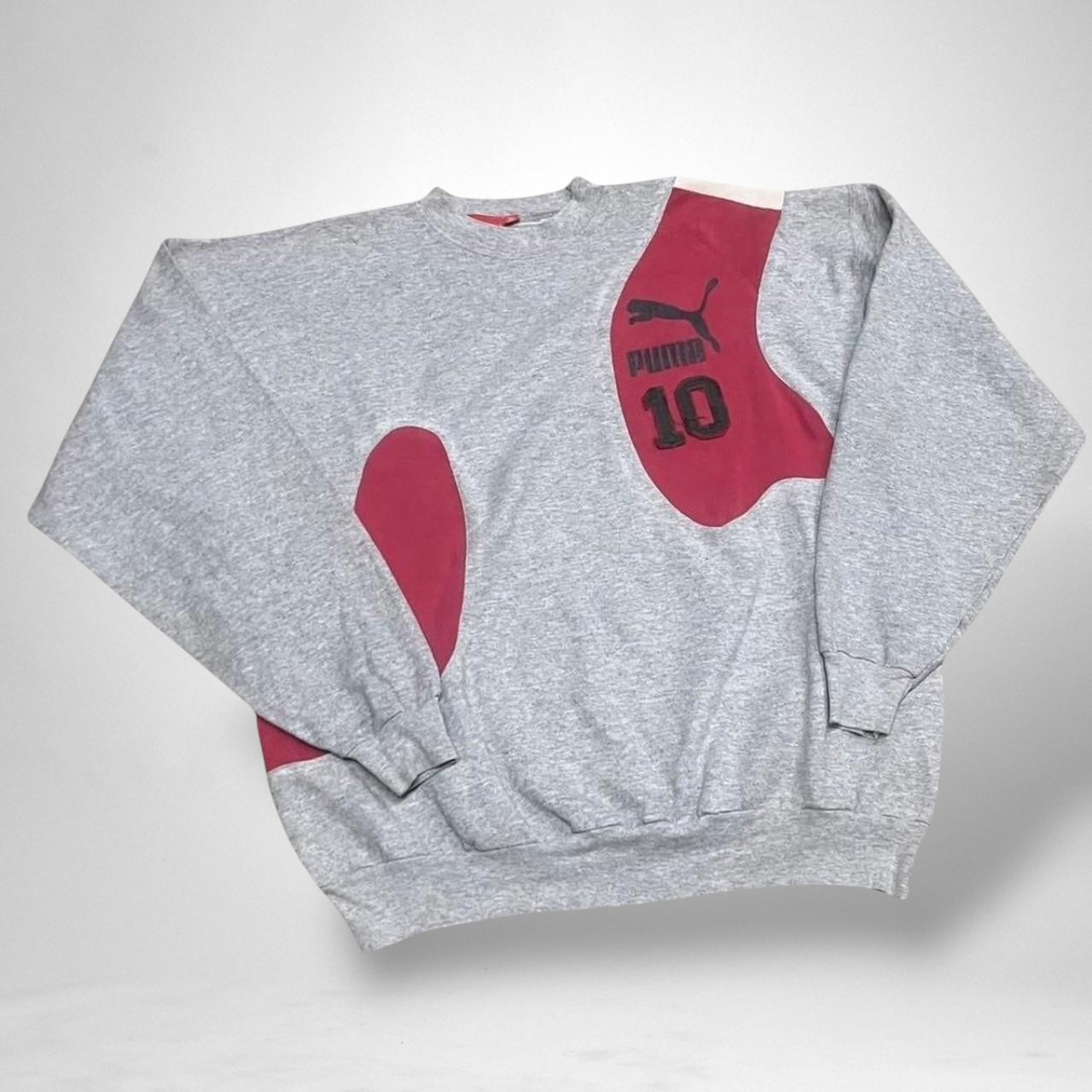 Reworked Grey and Red Puma Jumper - South Street Retro Ltd