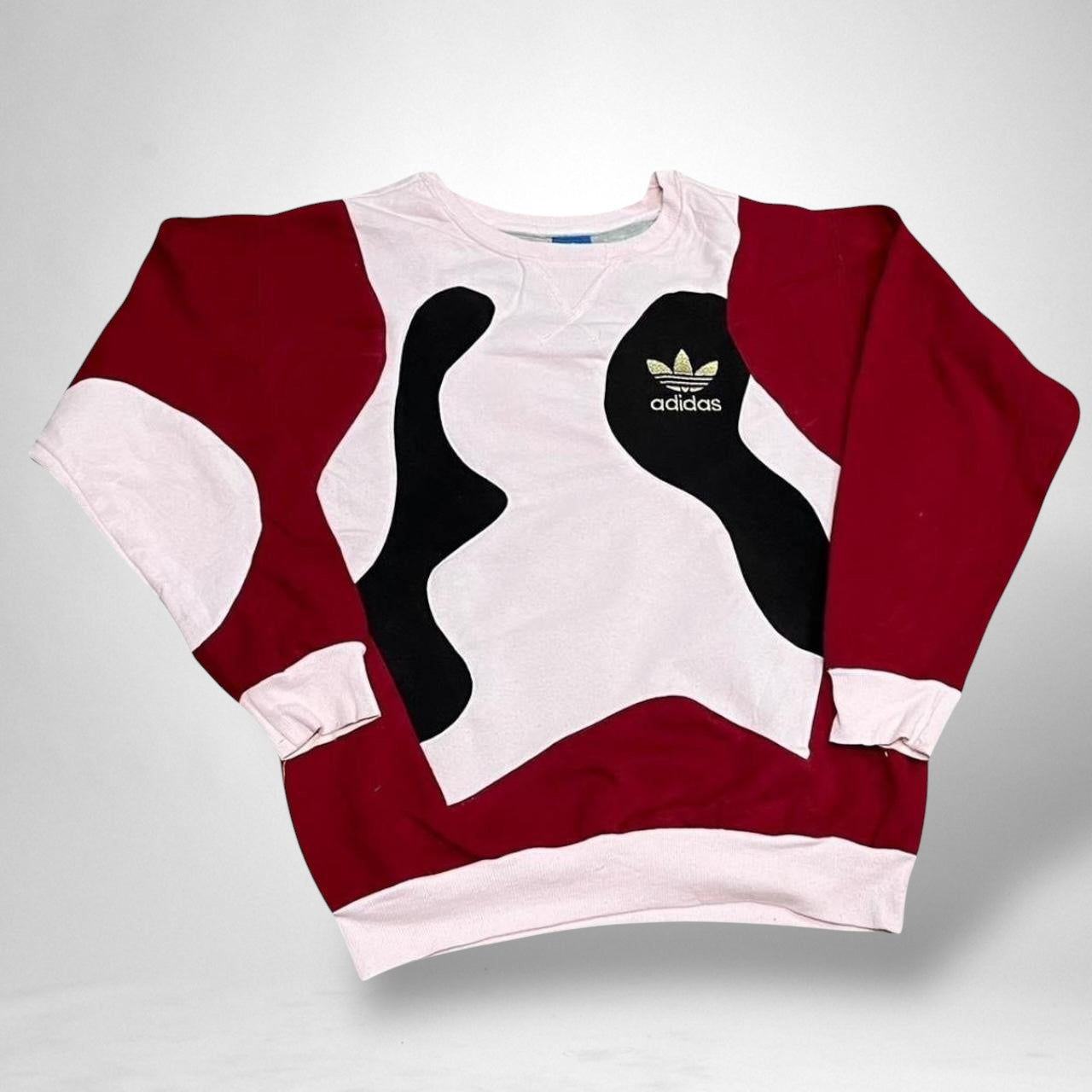 Reworked Adidas Jumper – Red, Black & White - South Street Retro Ltd
