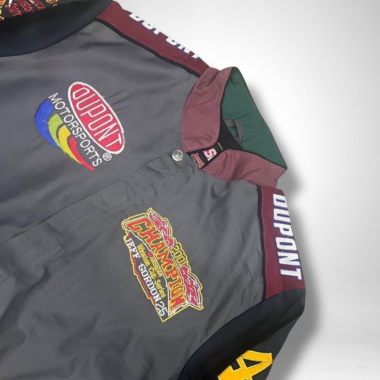 Deadstock Vintage Racing Jacket Grey Black Red – Retro Moto Style Windbreaker Streetwear