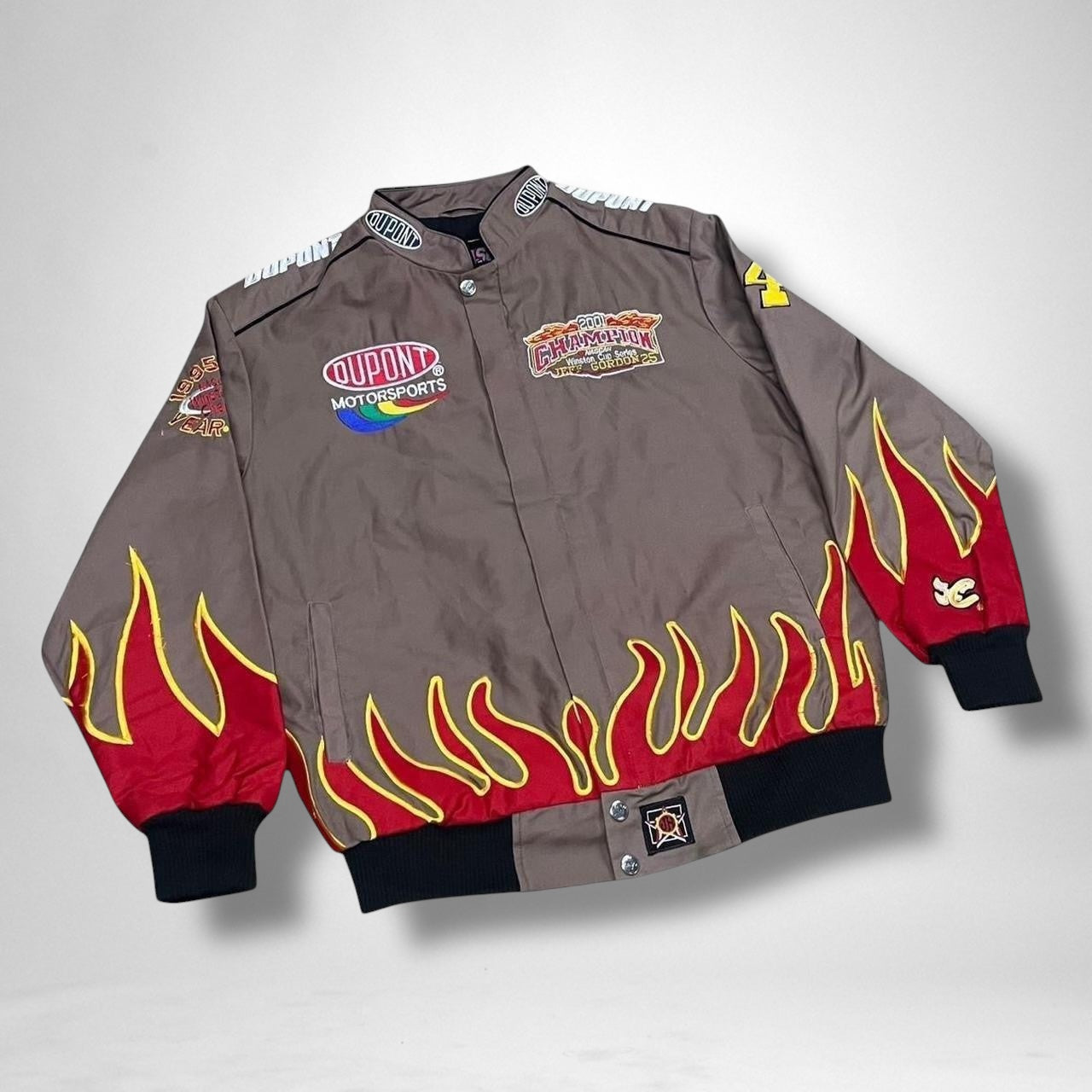 Deadstock Vintage Racing Jacket Grey & Red – Retro Moto Bomber Streetwear Style