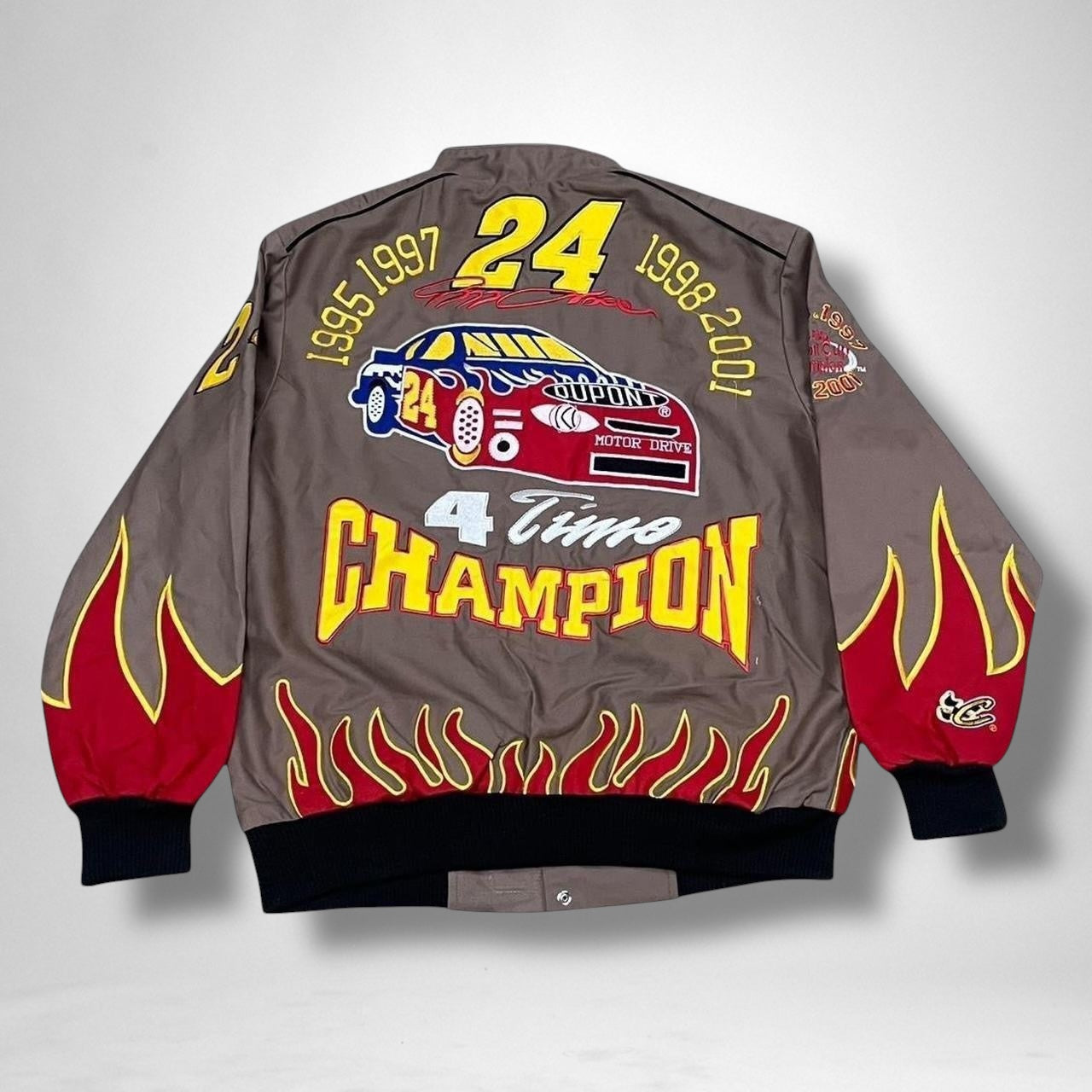 Deadstock Vintage Racing Jacket Grey & Red – Retro Moto Bomber Streetwear Style