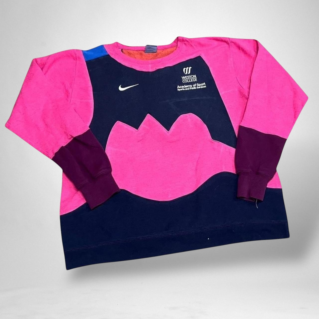 Reworked Nike Sports Jumper in Pink & Navy - South Street Retro Ltd