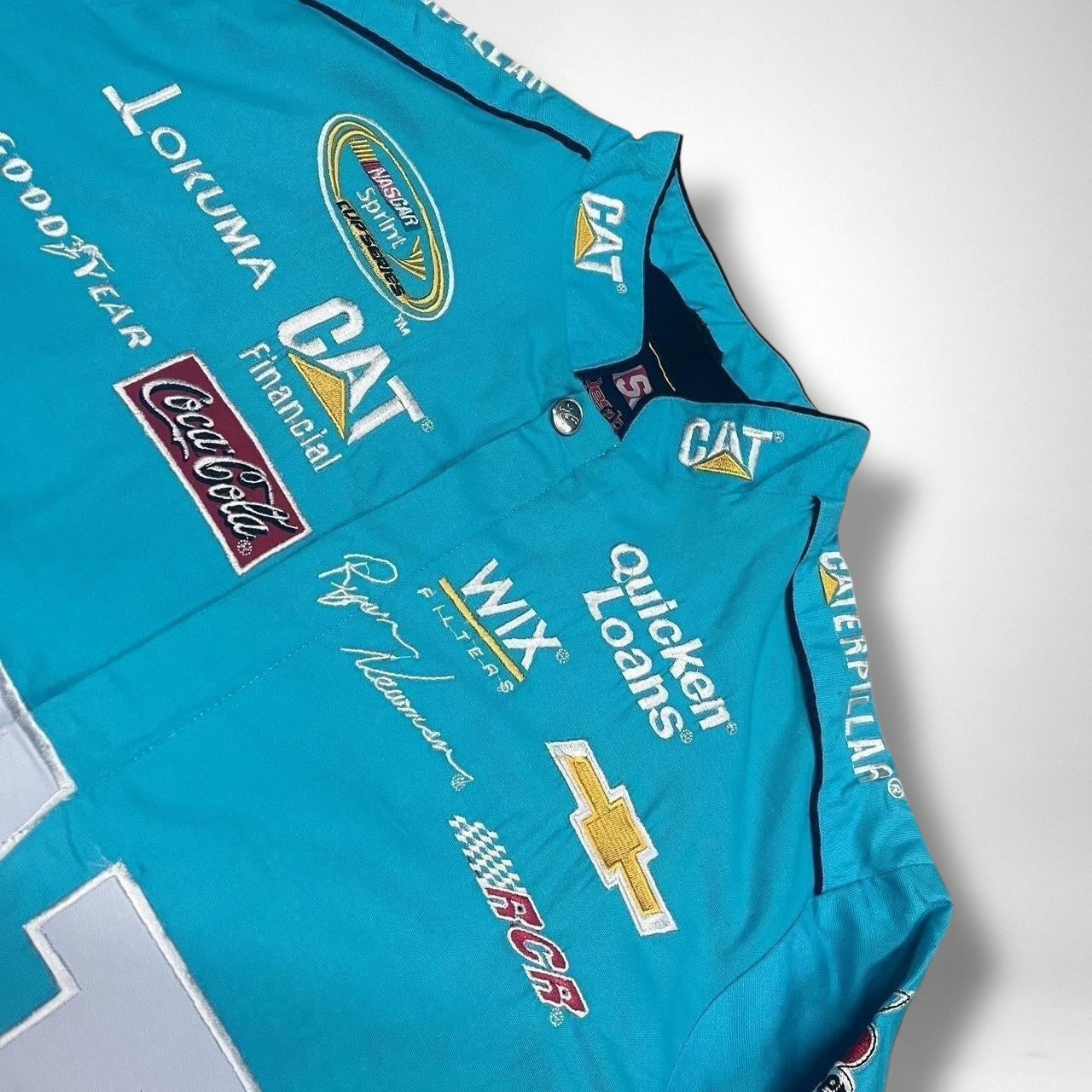 Vintage Deadstock Light Blue Racing Jacket – Retro Moto Style Bomber, Unworn 90s Streetwear