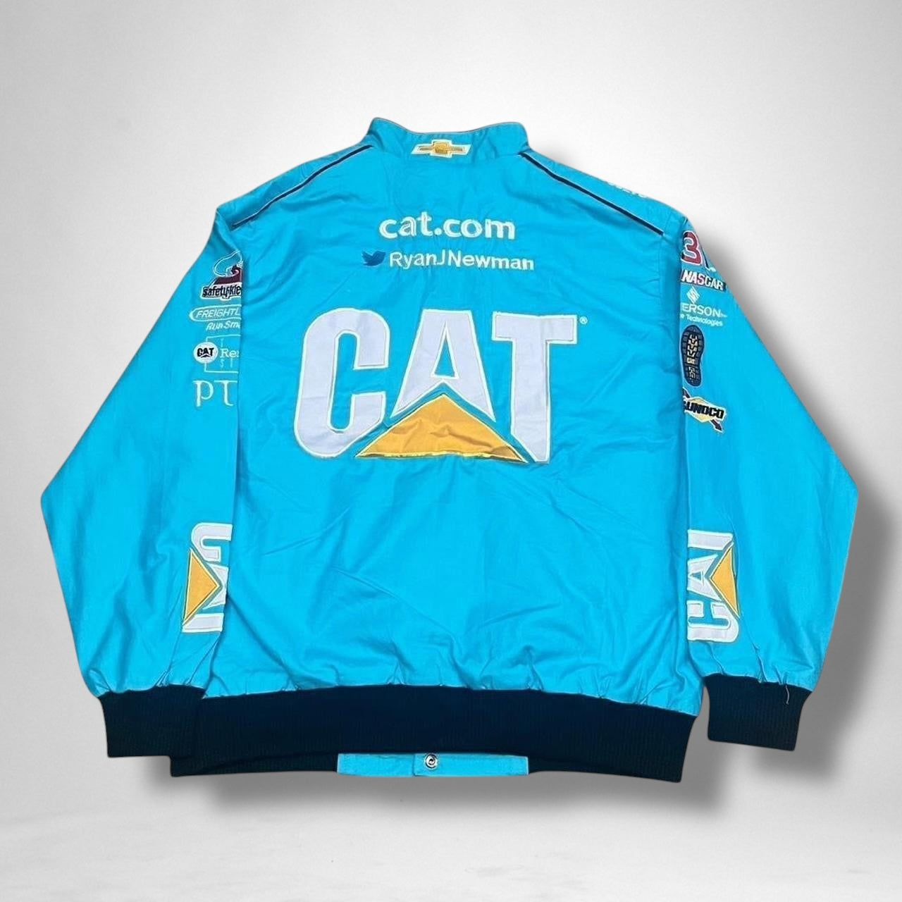 Vintage Deadstock Light Blue Racing Jacket – Retro Moto Style Bomber, Unworn 90s Streetwear