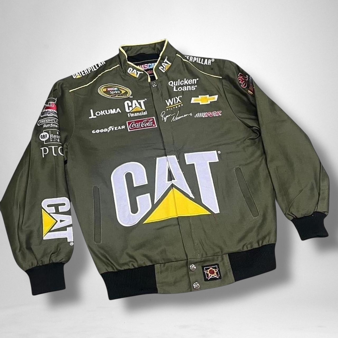 Vintage Deadstock Khaki Green Racing Jacket – Retro Motorsport Style Bomber