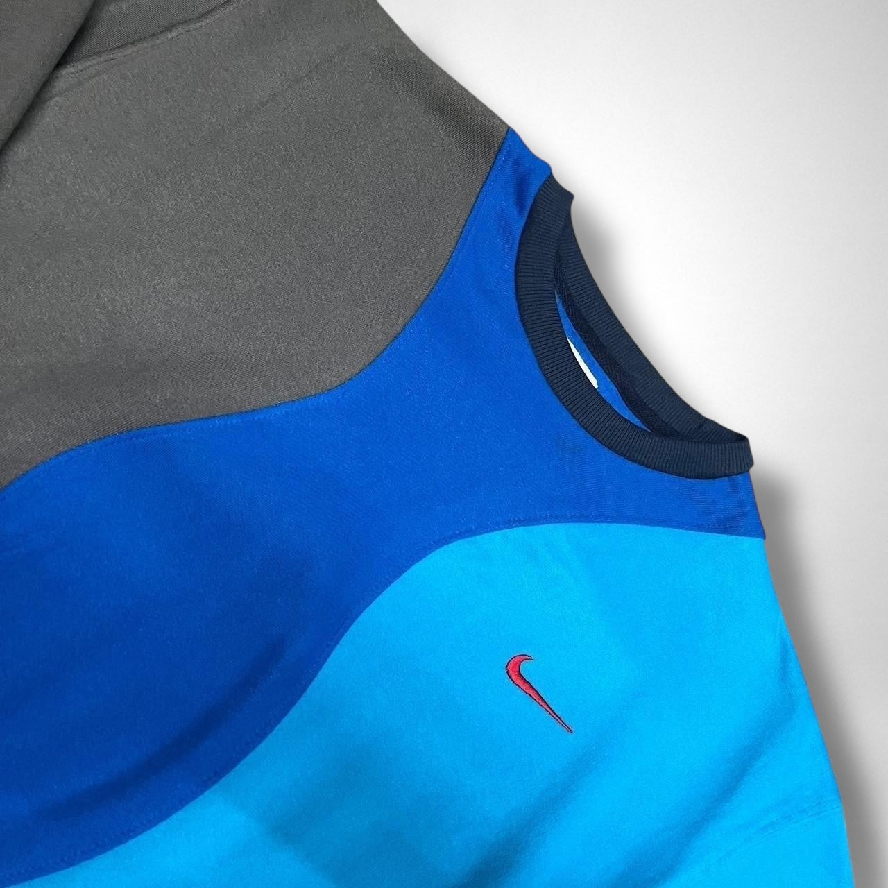 Reworked Nike Jumper in Blue & Grey | Vintage Patchwork Sweatshirt