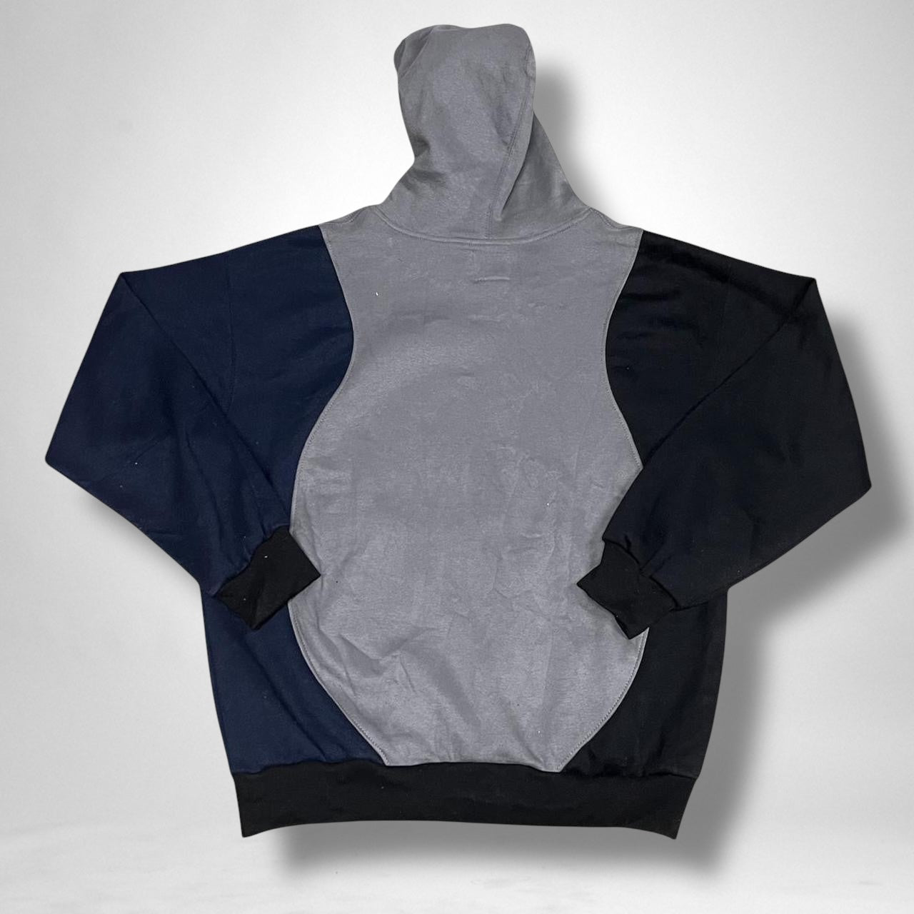 Reworked Nike Hoodie – Black, Grey & Navy Colour block Vintage Streetwear