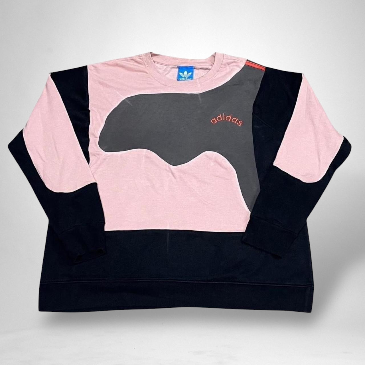Reworked Adidas Jumper – Pink, Black & Grey - South Street Retro Ltd
