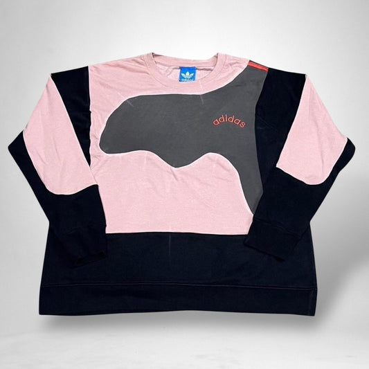 Reworked Adidas Jumper – Pink, Black & Grey - South Street Retro Ltd