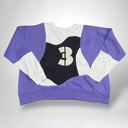 Reworked Adidas Jumper – Purple, Black & Grey - South Street Retro Ltd