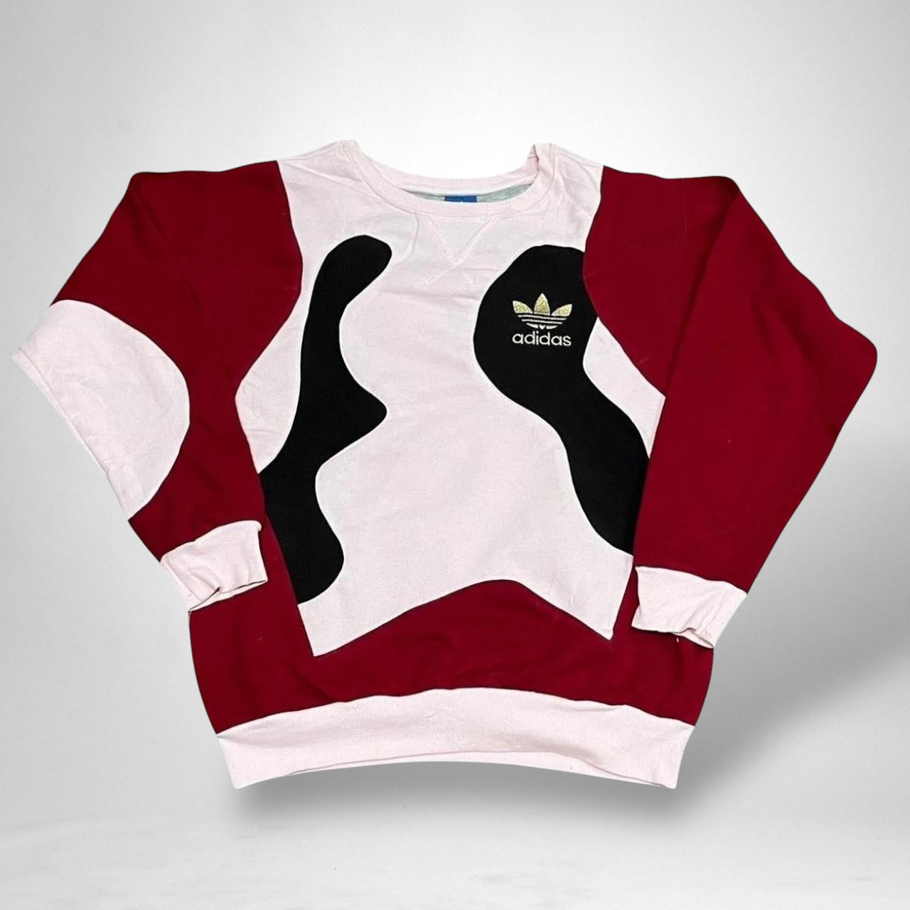 Reworked Adidas Jumper – Red, Black & White - South Street Retro Ltd