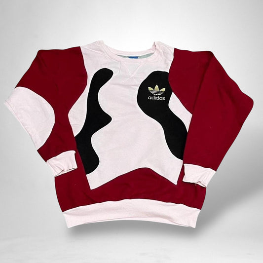 Reworked Adidas Jumper – Red, Black & White - South Street Retro Ltd