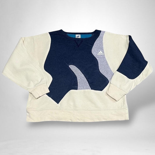 Reworked Adidas Jumper – Yellow, Grey & Navy - South Street Retro Ltd