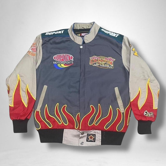 Vintage deadstock 90s racing jacket with retro NASCAR style, unworn with bold graphics and classic motorsport design