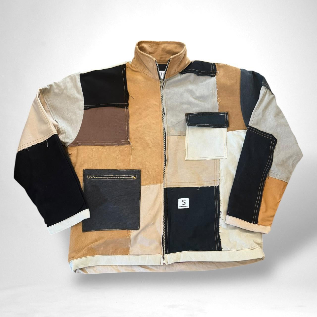 Reworked Patchwork South Street Retro Jacket – Upcycled Vintage 90s Streetwear