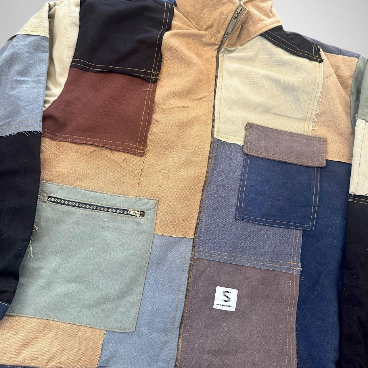Reworked Patchwork Vintage Jacket – South Street Retro 90s Upcycled Streetwear Look