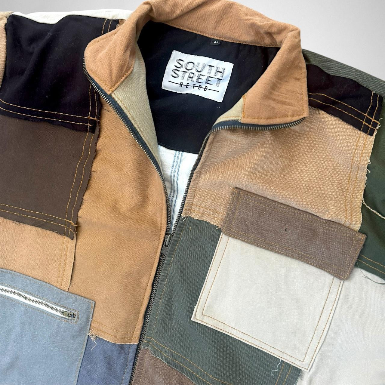 South Street Retro Reworked Patchwork Jacket – Upcycled 90s Streetwear Style