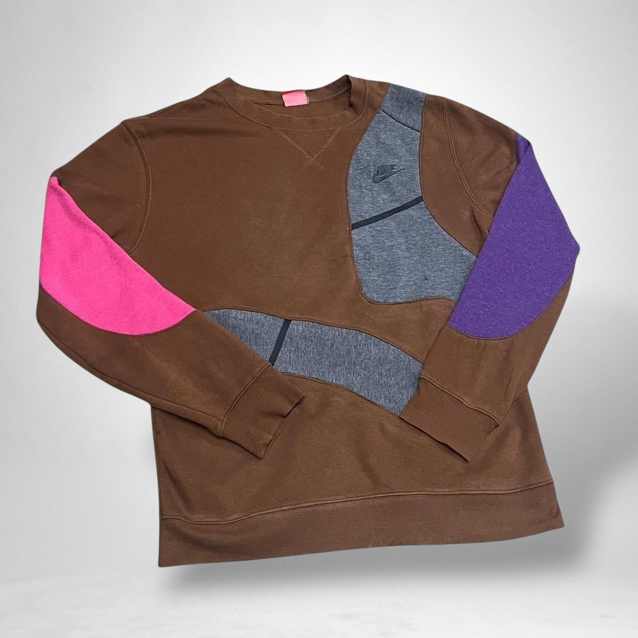 Reworked Nike Jumper in Brown and Grey - South Street Retro Ltd