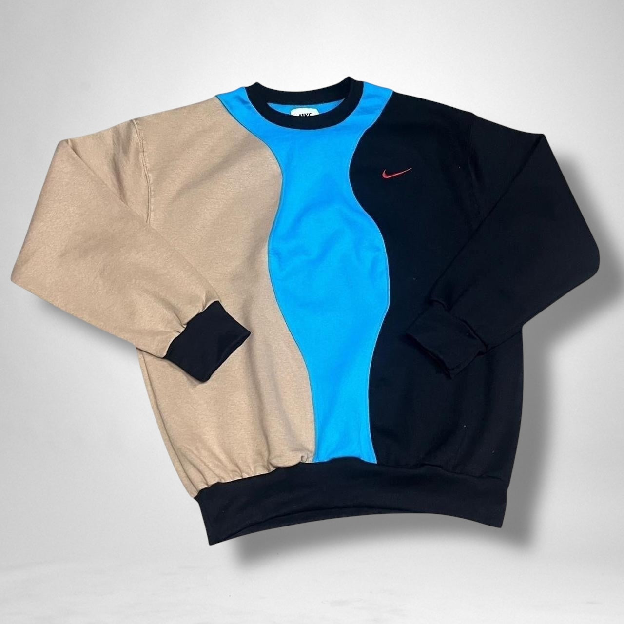 Reworked Nike Jumper in Cream, Blue & Black