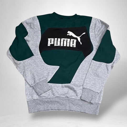 Puma Men’s Grey and Dark Green Reworked Jumper - South Street Retro Ltd