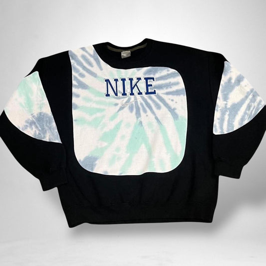 Reworked Nike Jumper - Black, White & Blue - South Street Retro Ltd