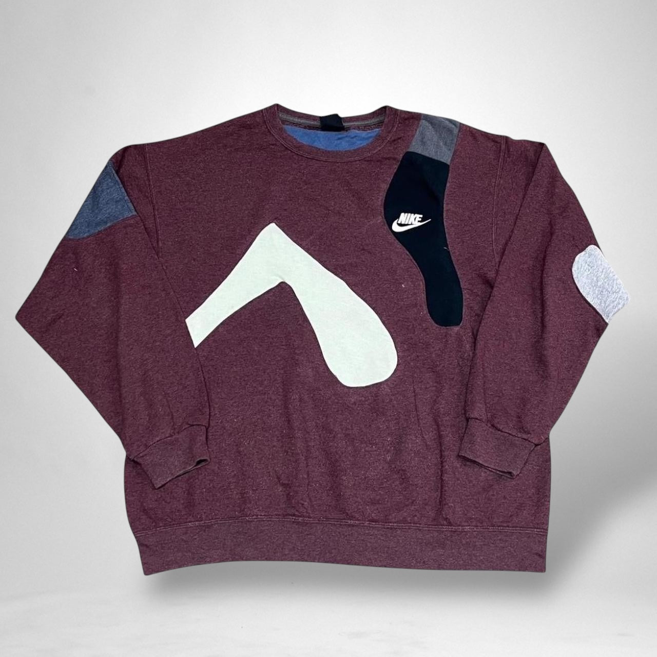 Reworked Nike Jumper – Burgundy, Black & White - South Street Retro Ltd