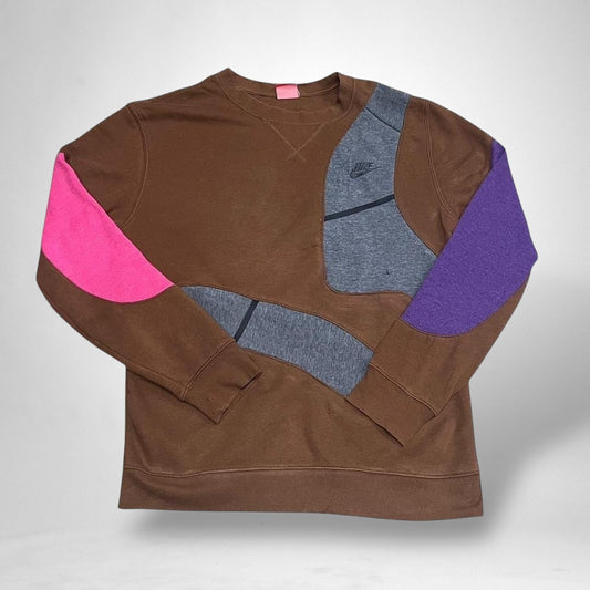 Reworked Nike Jumper in Brown and Grey - South Street Retro Ltd