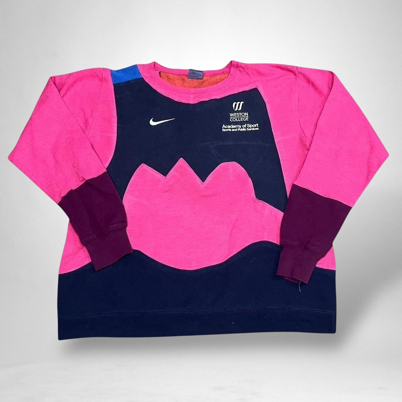 Reworked Nike Sports Jumper in Pink & Navy - South Street Retro Ltd
