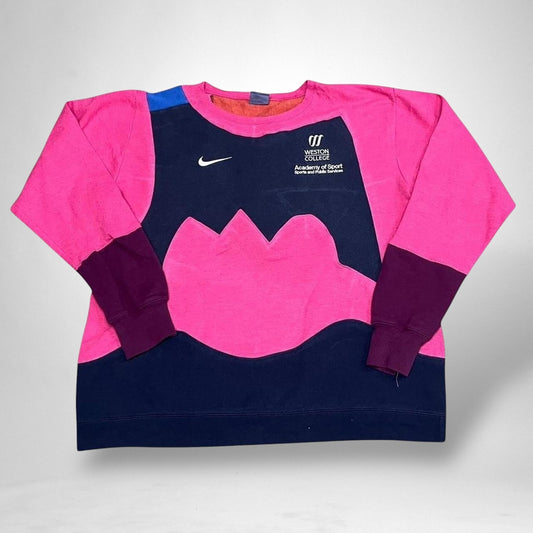 Reworked Nike Sports Jumper in Pink & Navy - South Street Retro Ltd