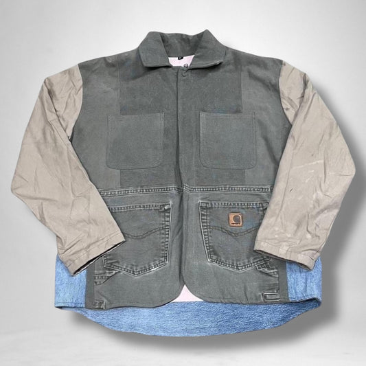 Reworked Carhartt jacket combining vintage utility construction with modern streetwear style.