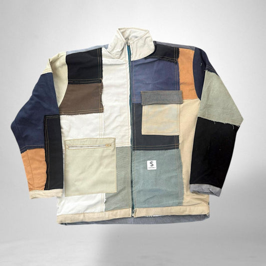 Reworked patchwork South Street Retro jacket featuring upcycled vintage 90s streetwear design for a unique, sustainable look