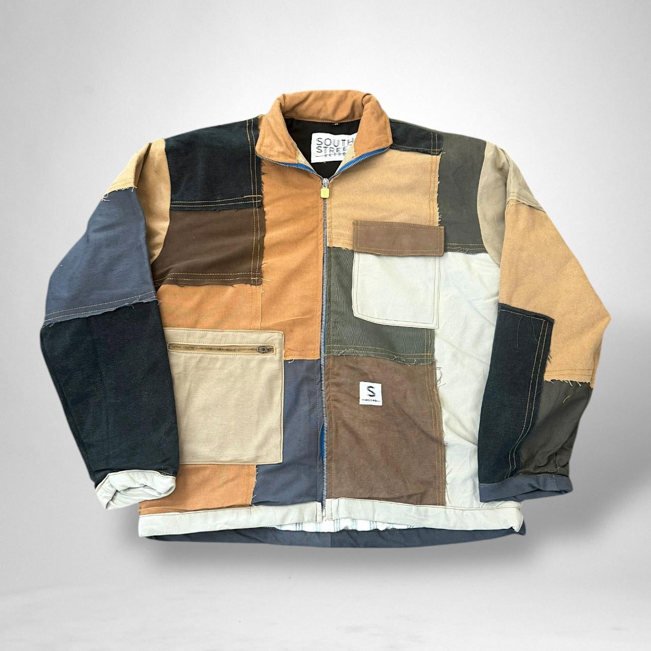 Statement patchwork jacket reworked from South Street Retro with vintage 90s upcycled streetwear design